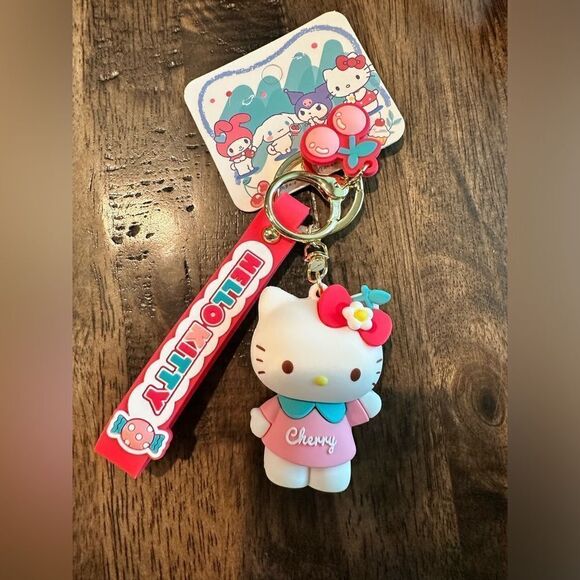 NWT Sanrio Kuromi Hello Kitty Doll Cherry Keychain Bag Pendant - Picture 2 of 4